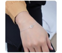 Round CZ On Ring Shape Silver Bracelet BRS-540